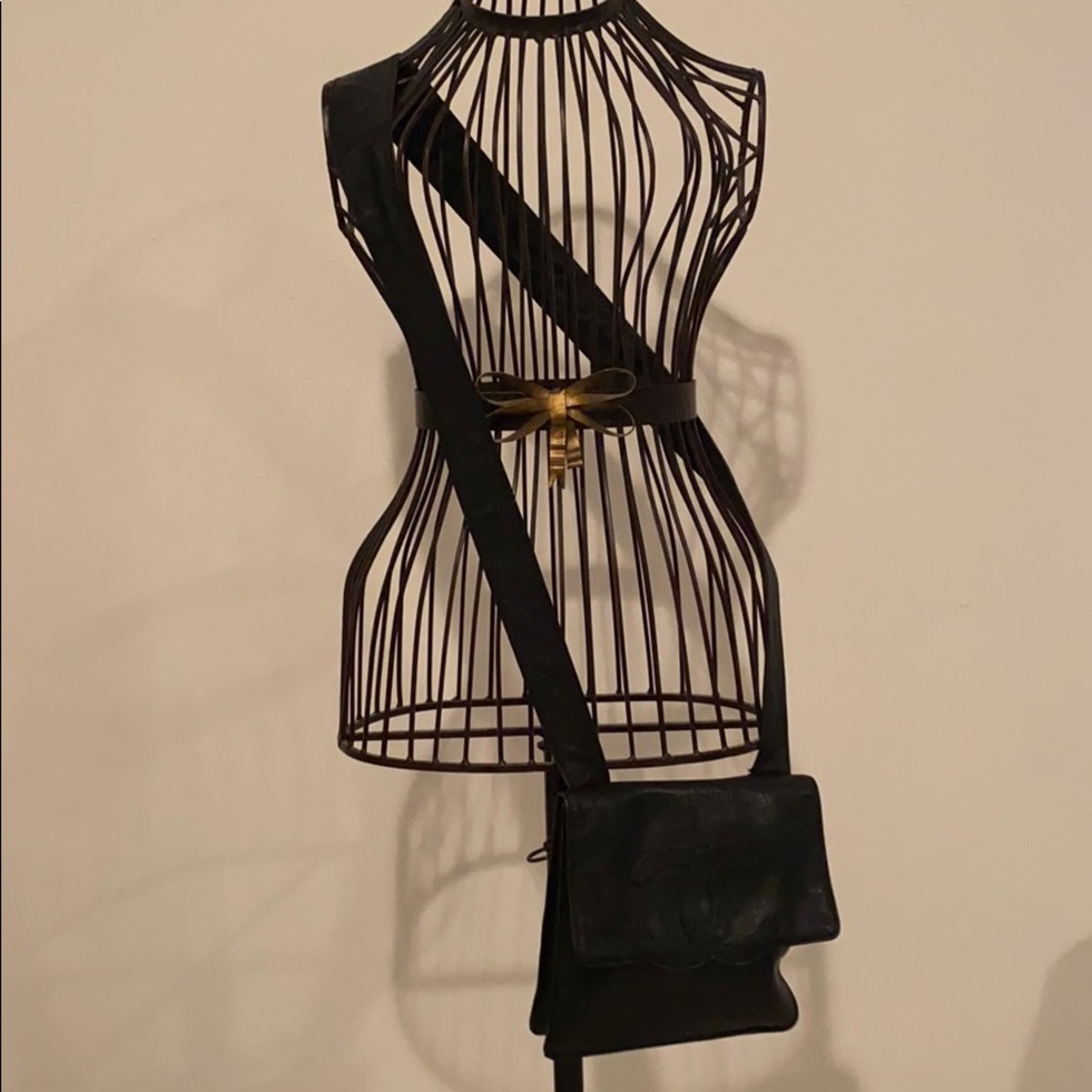 Authentic Chanel black CC shoulder cross body bag
